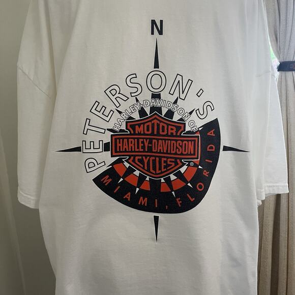 Harley Davidson Motor Cycles White Y2K Petersons Miami FL VTG T Shirt 2004 2XL - Picture 8 of 8
